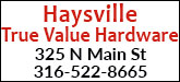 Haysville True Value Hardware Sponsorship Banner
